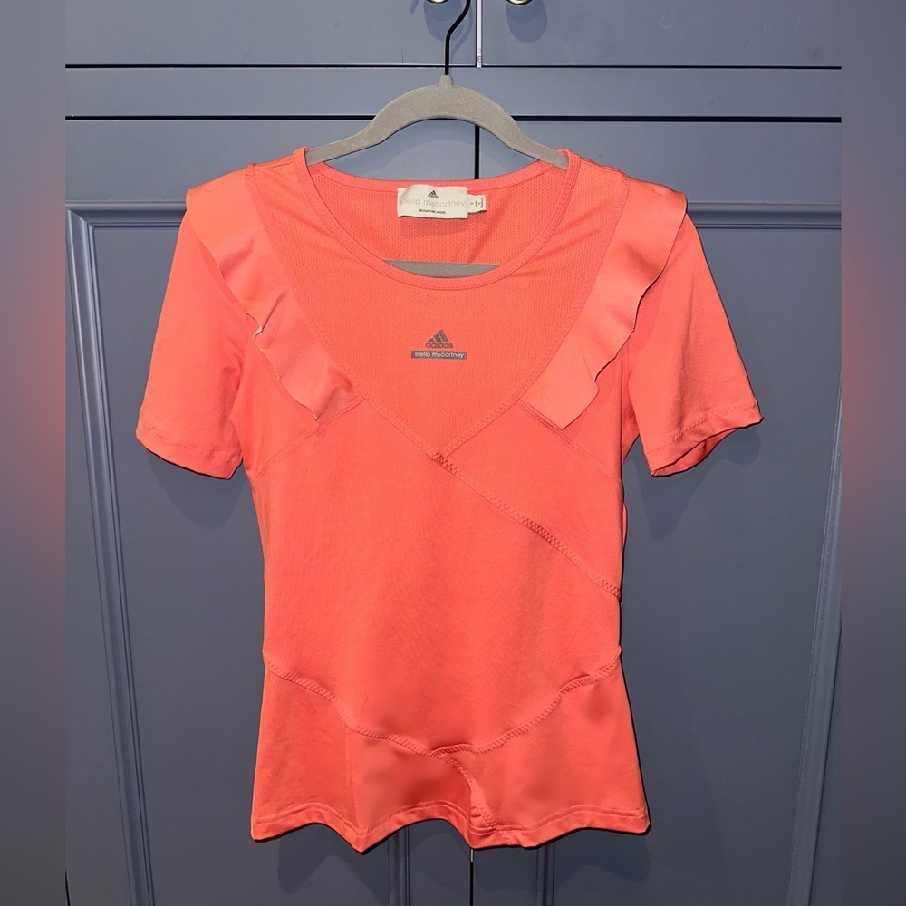 Stella McCartney x Addidas Ruffled Athletic top in coral Size Small